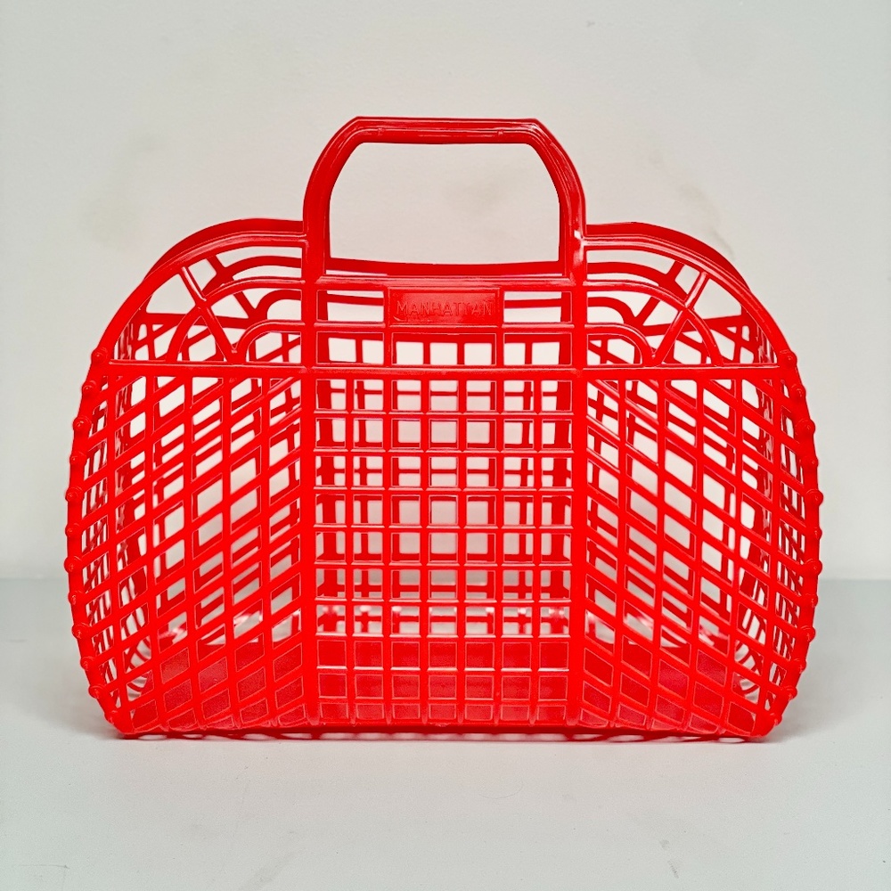 Red Plastic Jelly Shopper Beach Tote